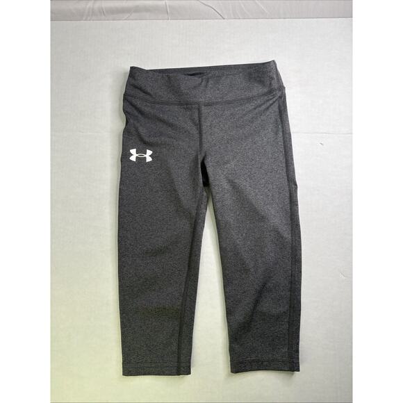 Under Armour Fitted Girls Cropped Capri Pants‎ Gray Size S Heat Gear - Picture 1 of 5